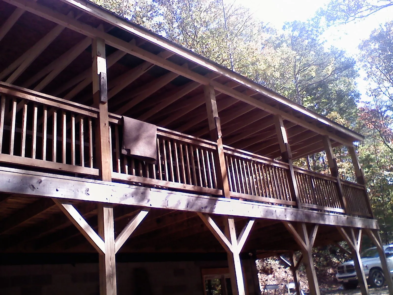 Timber framing under a new elevated porch and deck — Roof Leak Repair in Lawrenceburg by Roofing Brothers